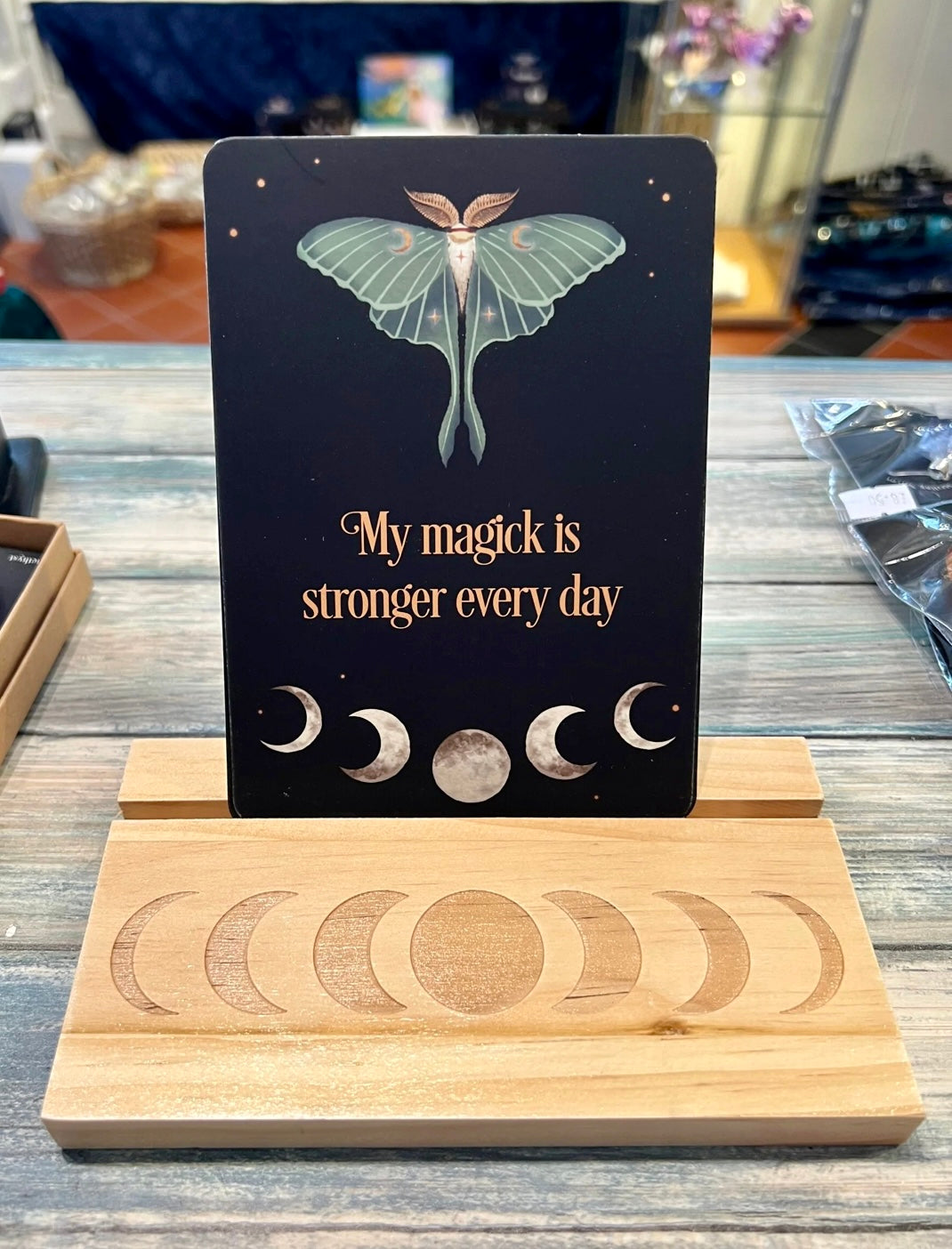 Affirmation cards with wooden stands
