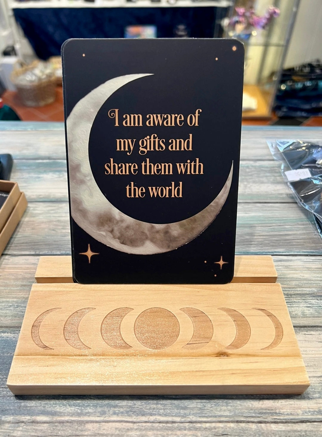 Affirmation cards with wooden stands