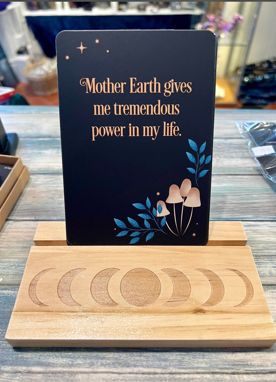 Affirmation cards with wooden stands