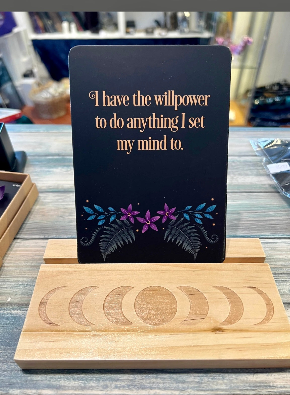 Affirmation cards with wooden stands