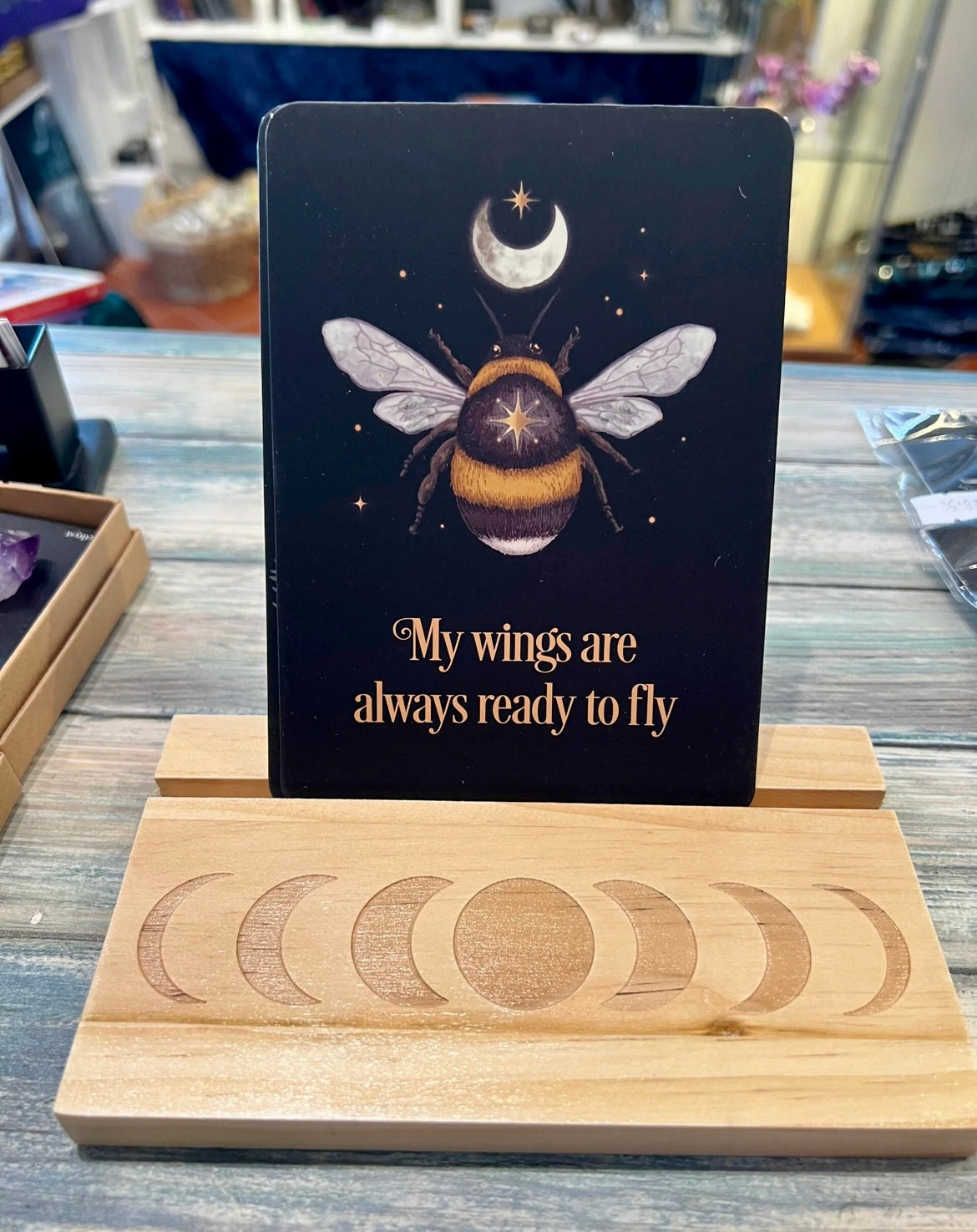 Affirmation cards with wooden stands