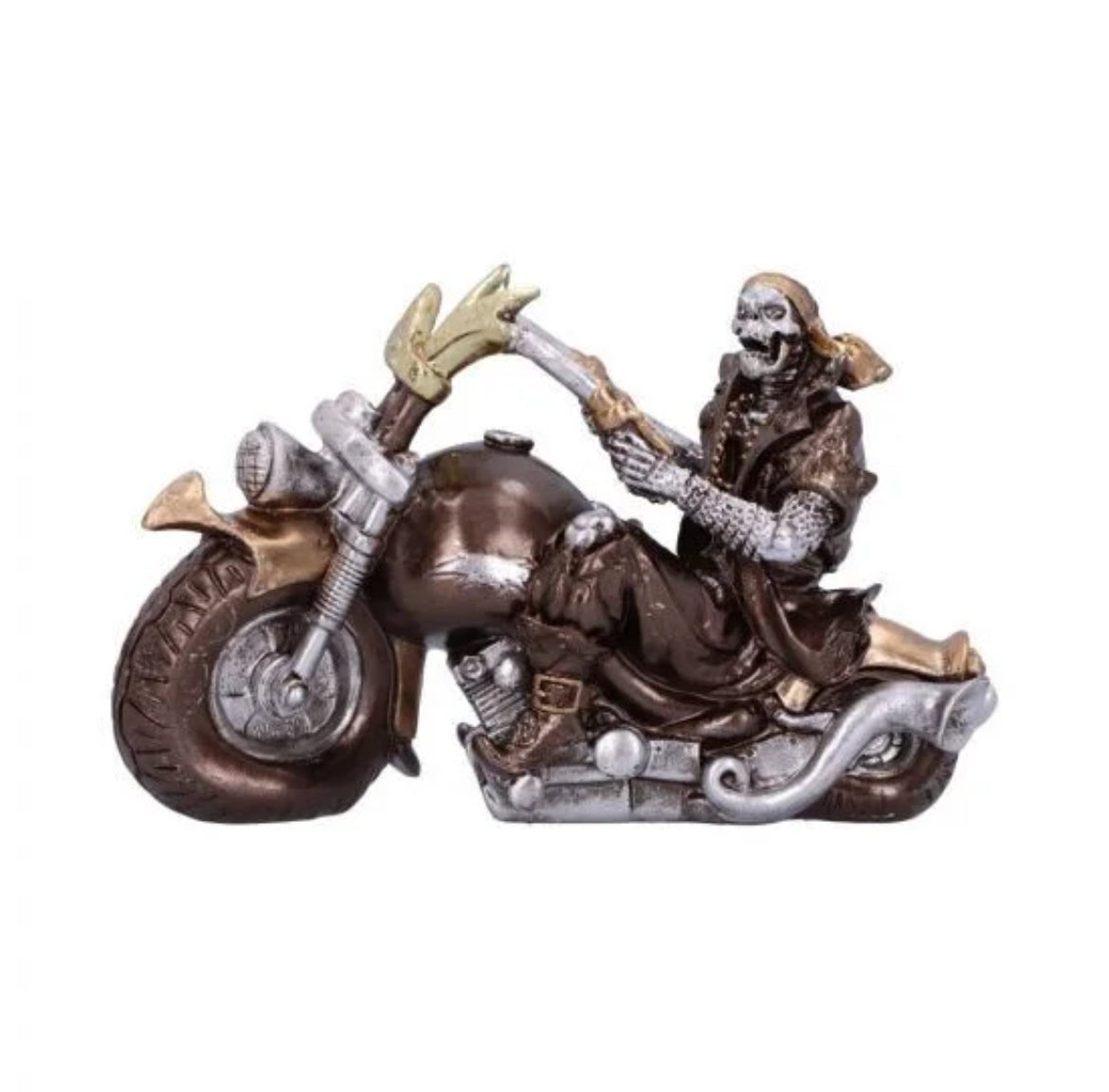 Bronze full throttle motorbike figurine