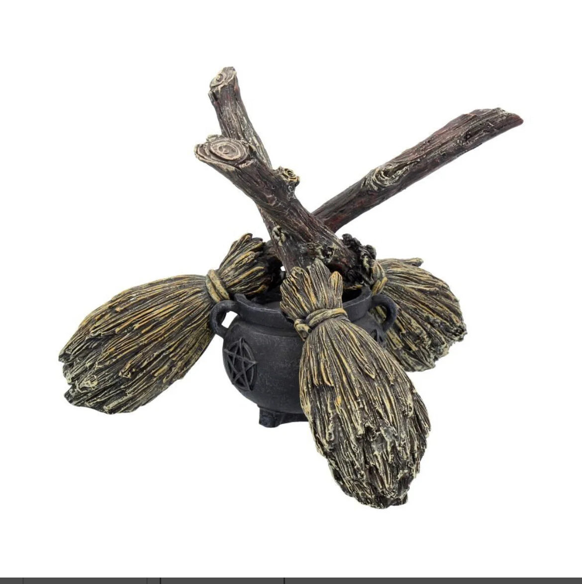 Broomstick Crystal Ball Holder 17cm