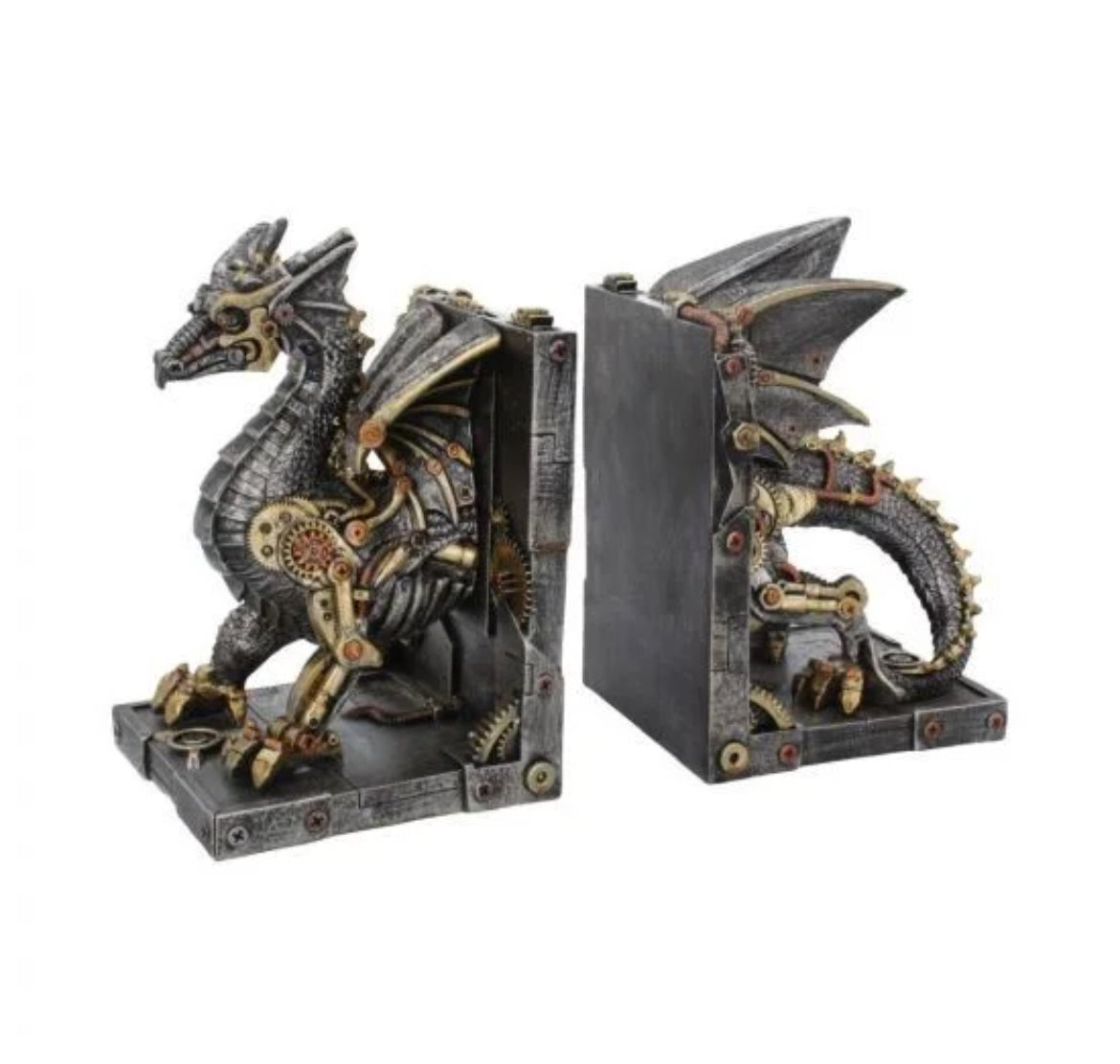 Dracus Machina Steampunk Dragon Bookends 27cm