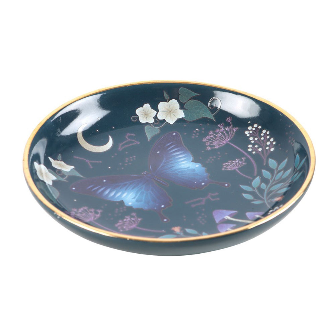 Midnight Moth Ceramic Trinket Dish