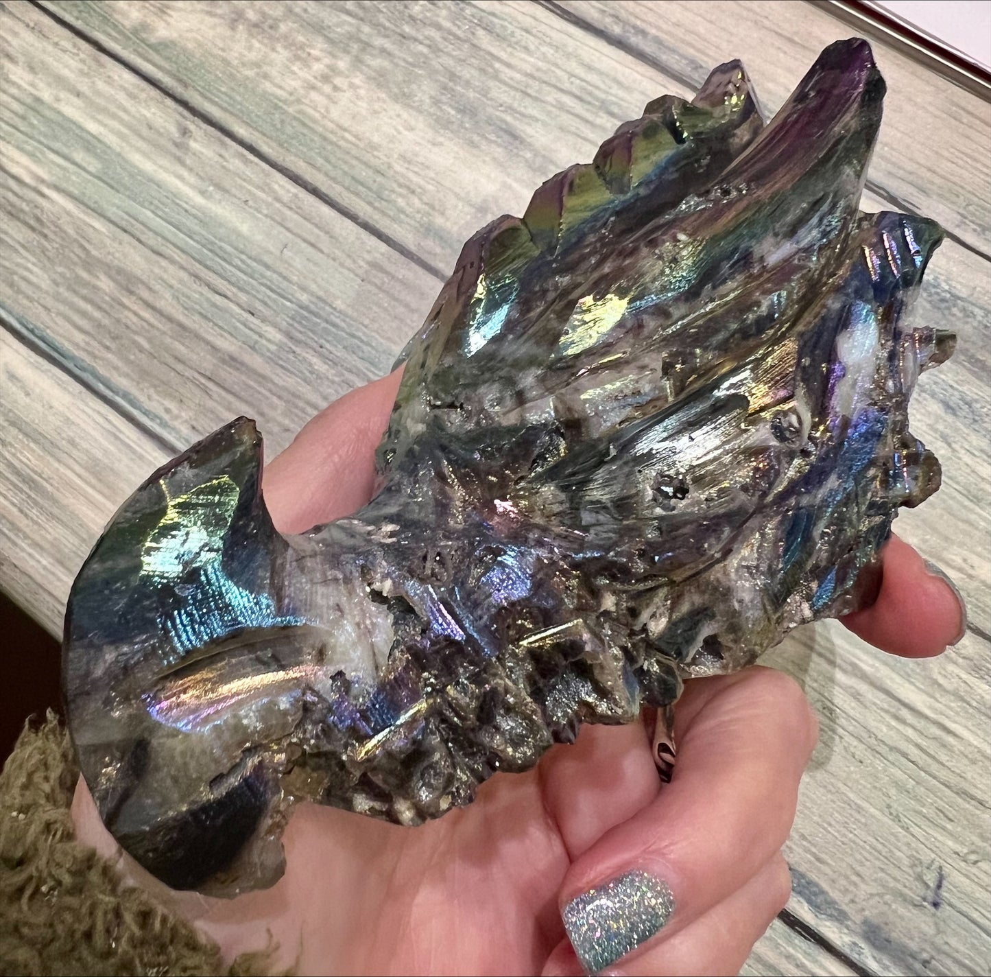 Tanzine Aura Quartz Dragon Head