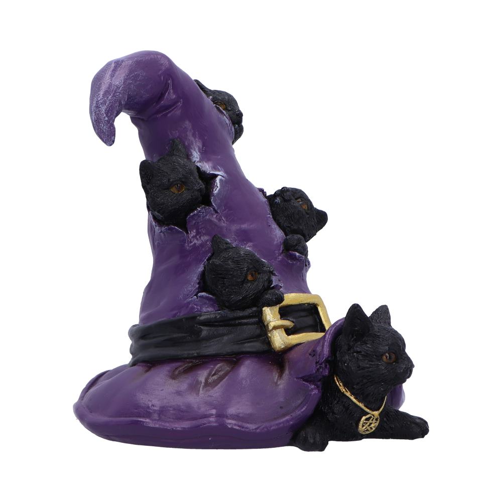 Magical Mischief Witch Hat and Black Cats Figurine 14cm