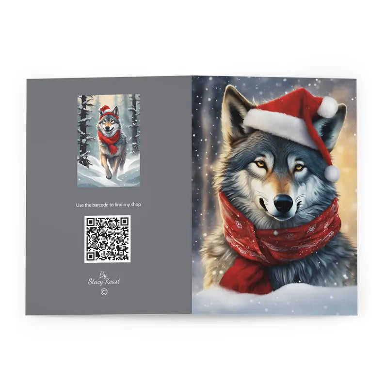 Festive Wolf Greeting Card (Design 2)