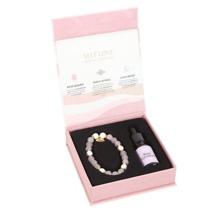 Self Love Rose Quartz Rose Geranium Essential Oil Bracelet
