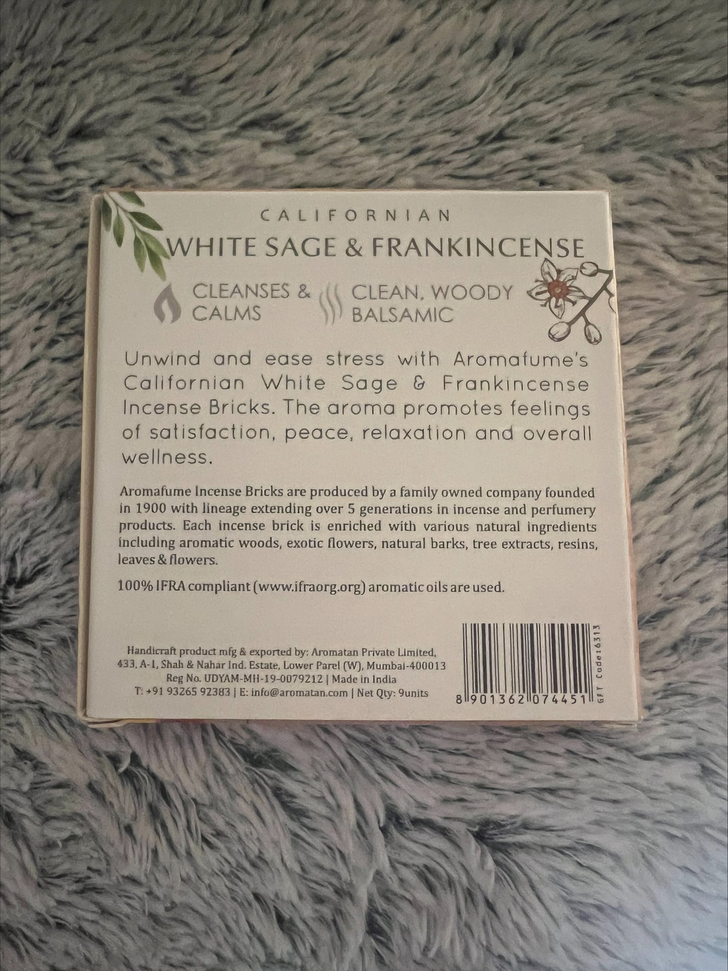 Californian White Sage & Frankincense Incense Bricks
