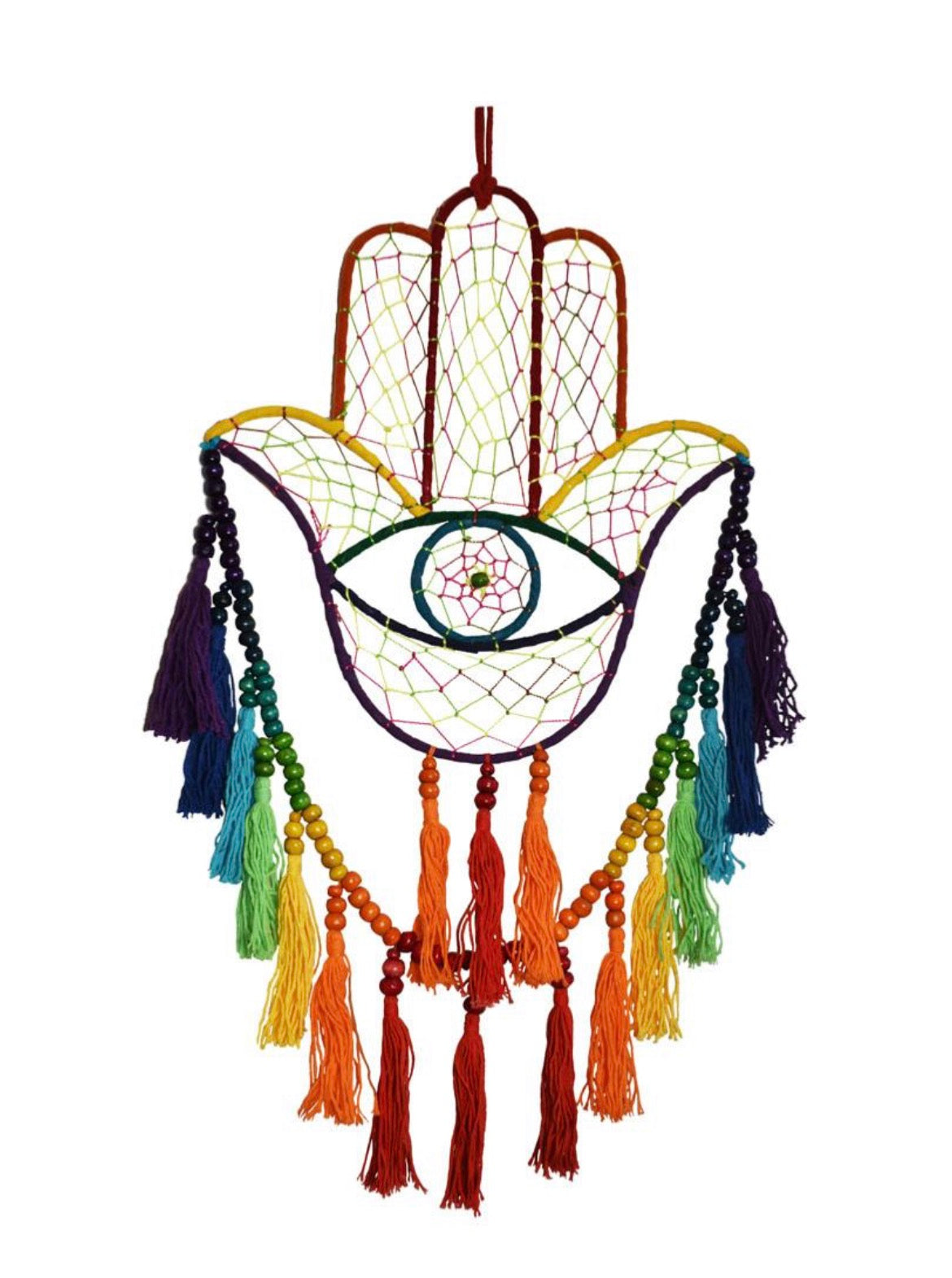 Dreamcatcher Rainbow Hamsa Hand 56cm x 26cm