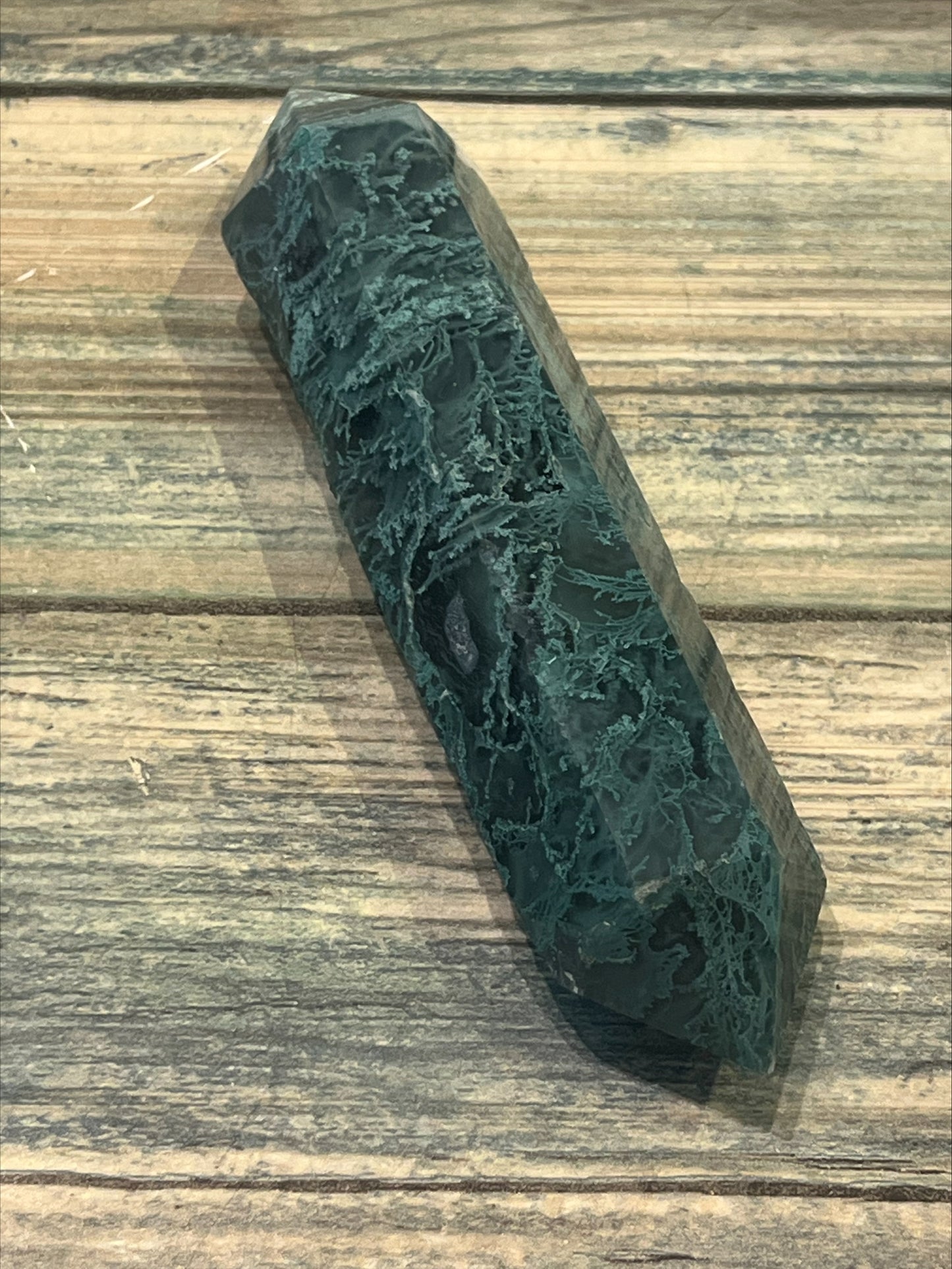 Double terminated wand - Moss Agate