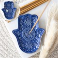 Hand of Hamsa Ceramic Incense Holder and Trinket Dish