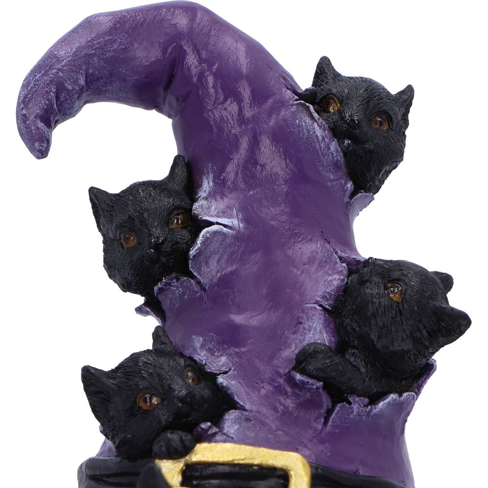 Magical Mischief Witch Hat and Black Cats Figurine 14cm