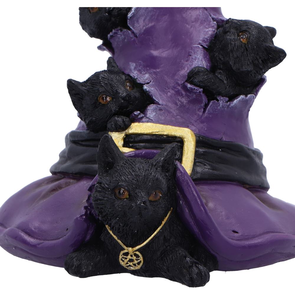Magical Mischief Witch Hat and Black Cats Figurine 14cm