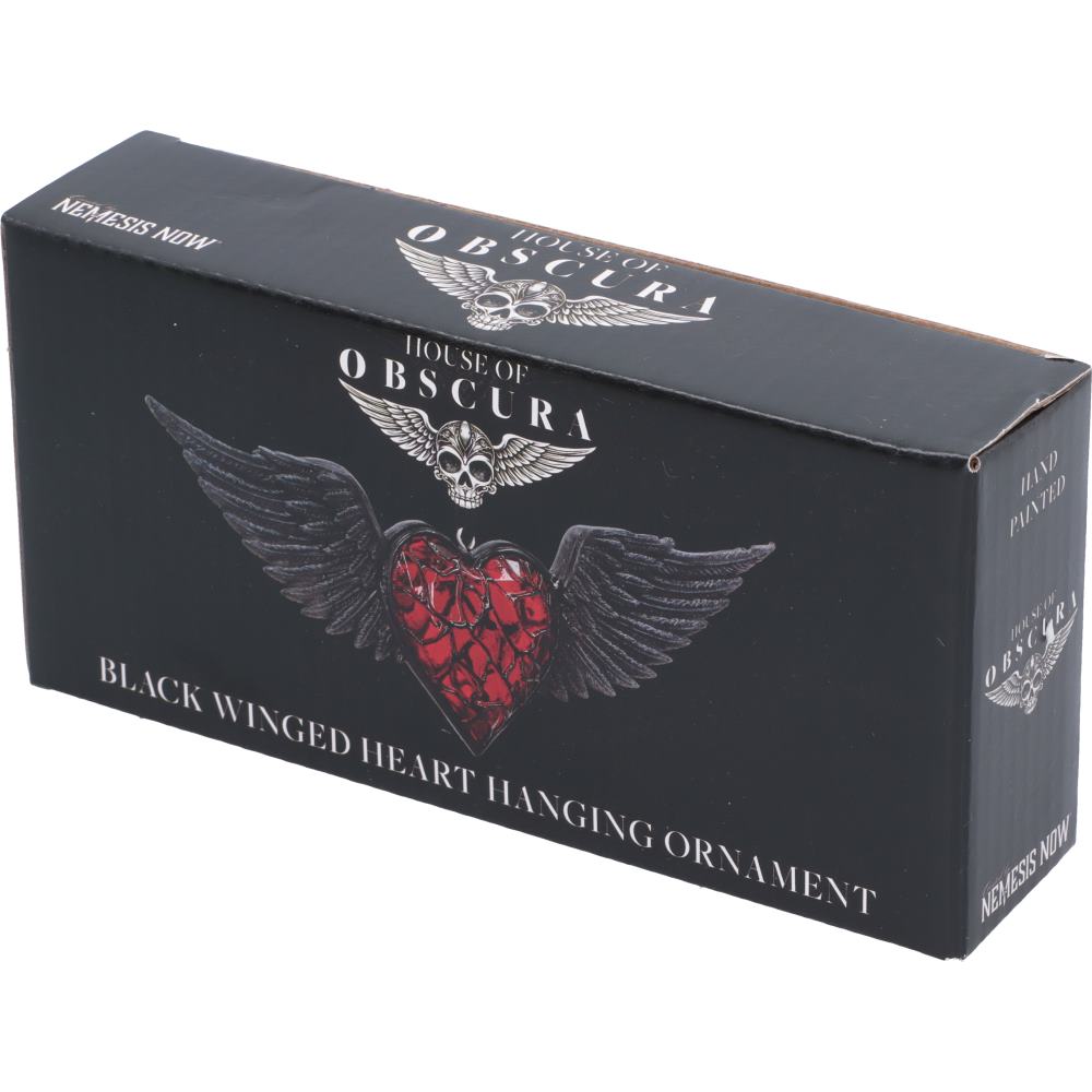 Black Winged Heart Hanging Ornament 6cm