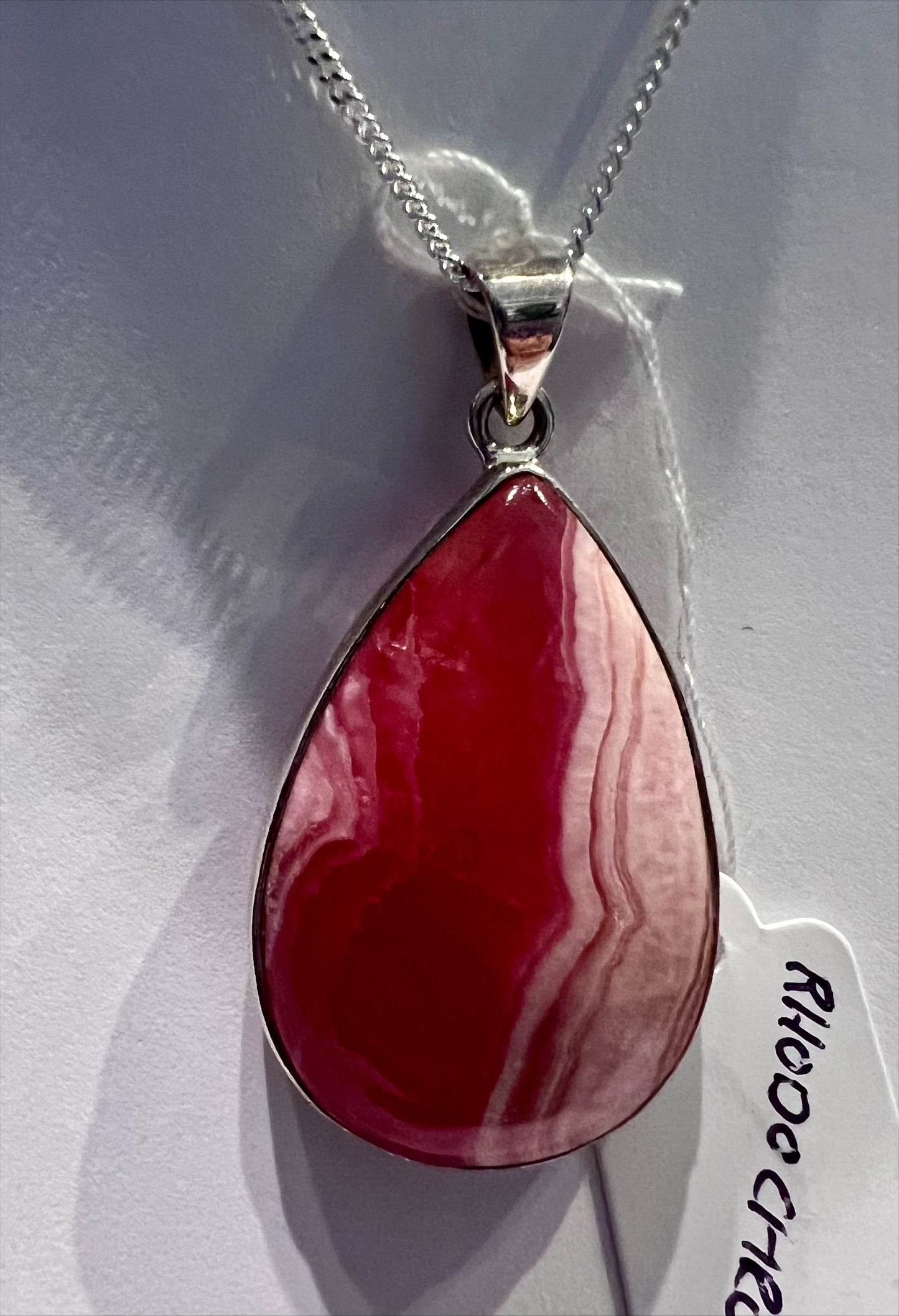 Rhodochrosite Necklace set in 925 silver and chain