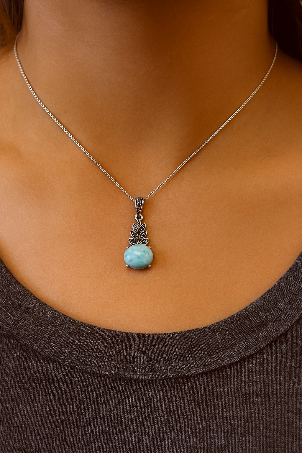 Larimar Marcisite Pendant