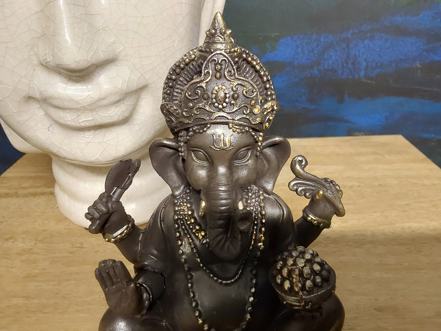 Black Ganesh Sitting T-Light Holder