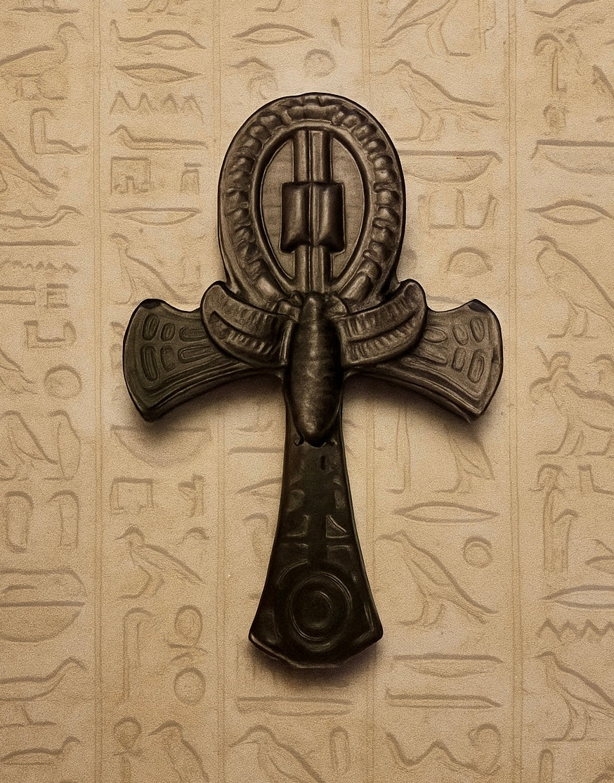 Silver Sheen Obsidian Ankh