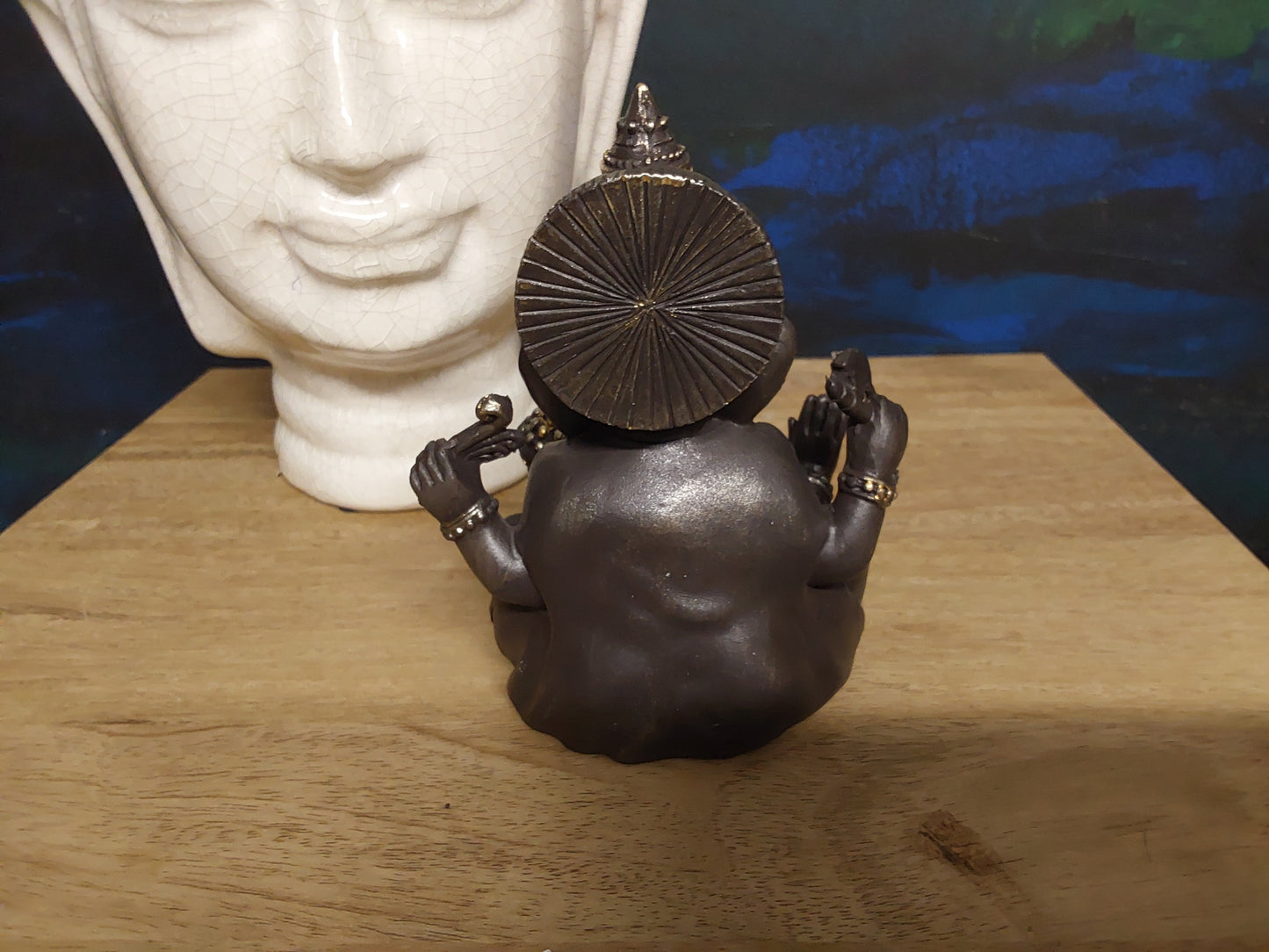 Black Ganesh Sitting T-Light Holder