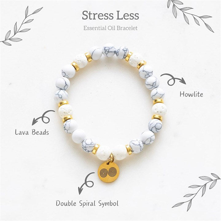 Stress Relief Howlite Patchouli Essential Oil Bracelet