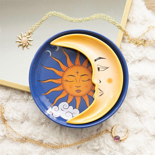 Sun and Moon Celestial Stacking Ceramic Trinket Dish