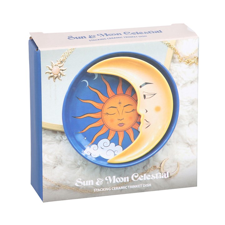 Sun and Moon Celestial Stacking Ceramic Trinket Dish