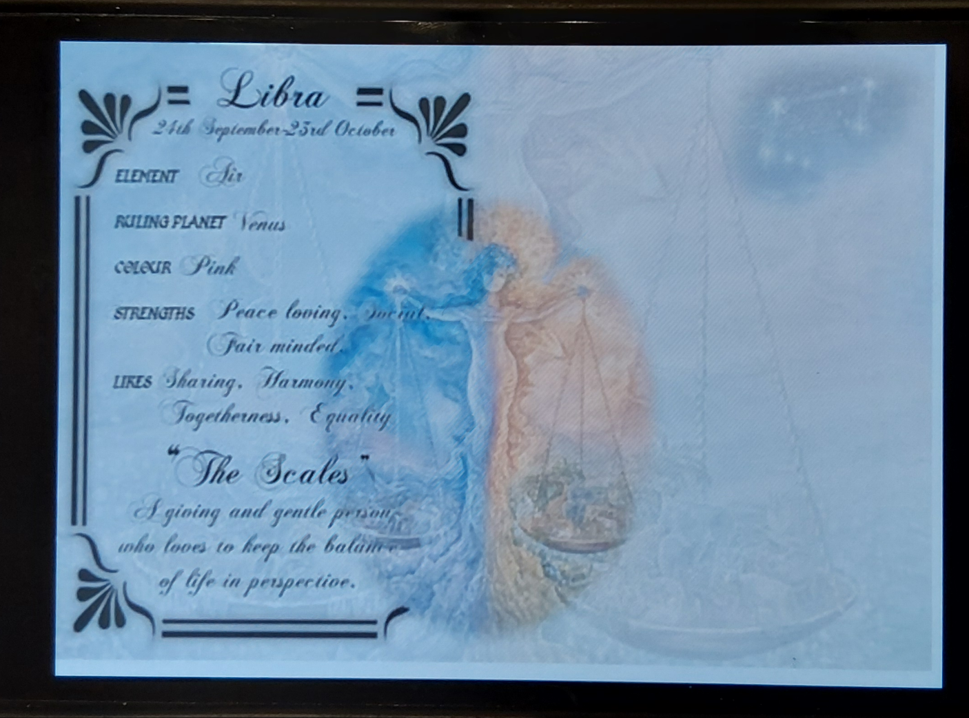 Libra Birthday Card