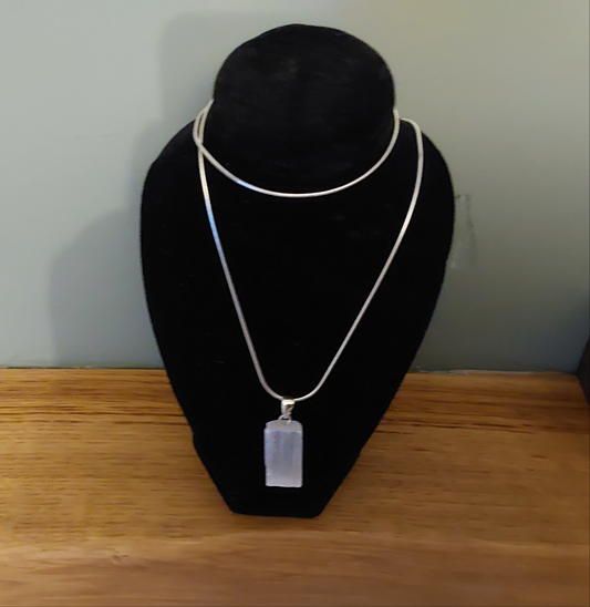 Necklace - Selenite Pendant on silver chain