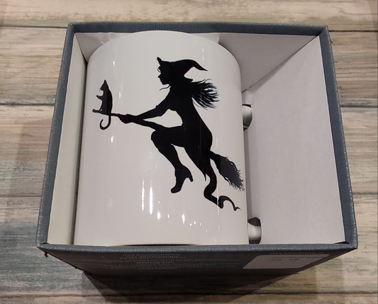 Witch on broom mug