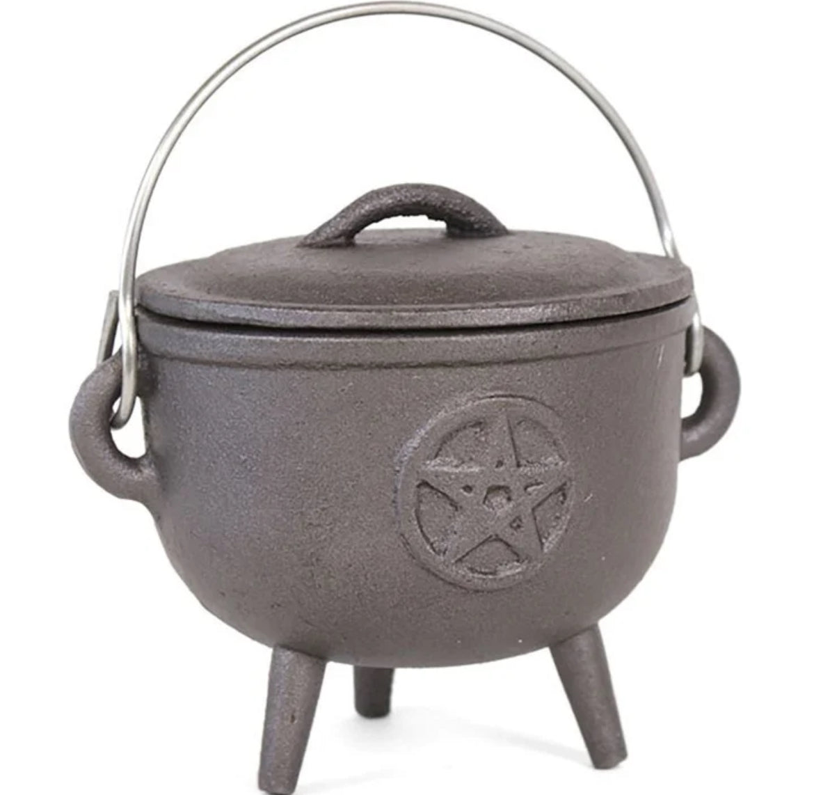 11cm Cast Iron Cauldron with Pentagram