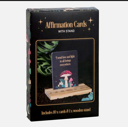 Affirmation cards with wooden stands