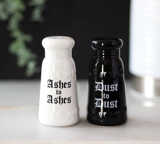 Ashes to Ashes Ceramic Salt and Pepper Set