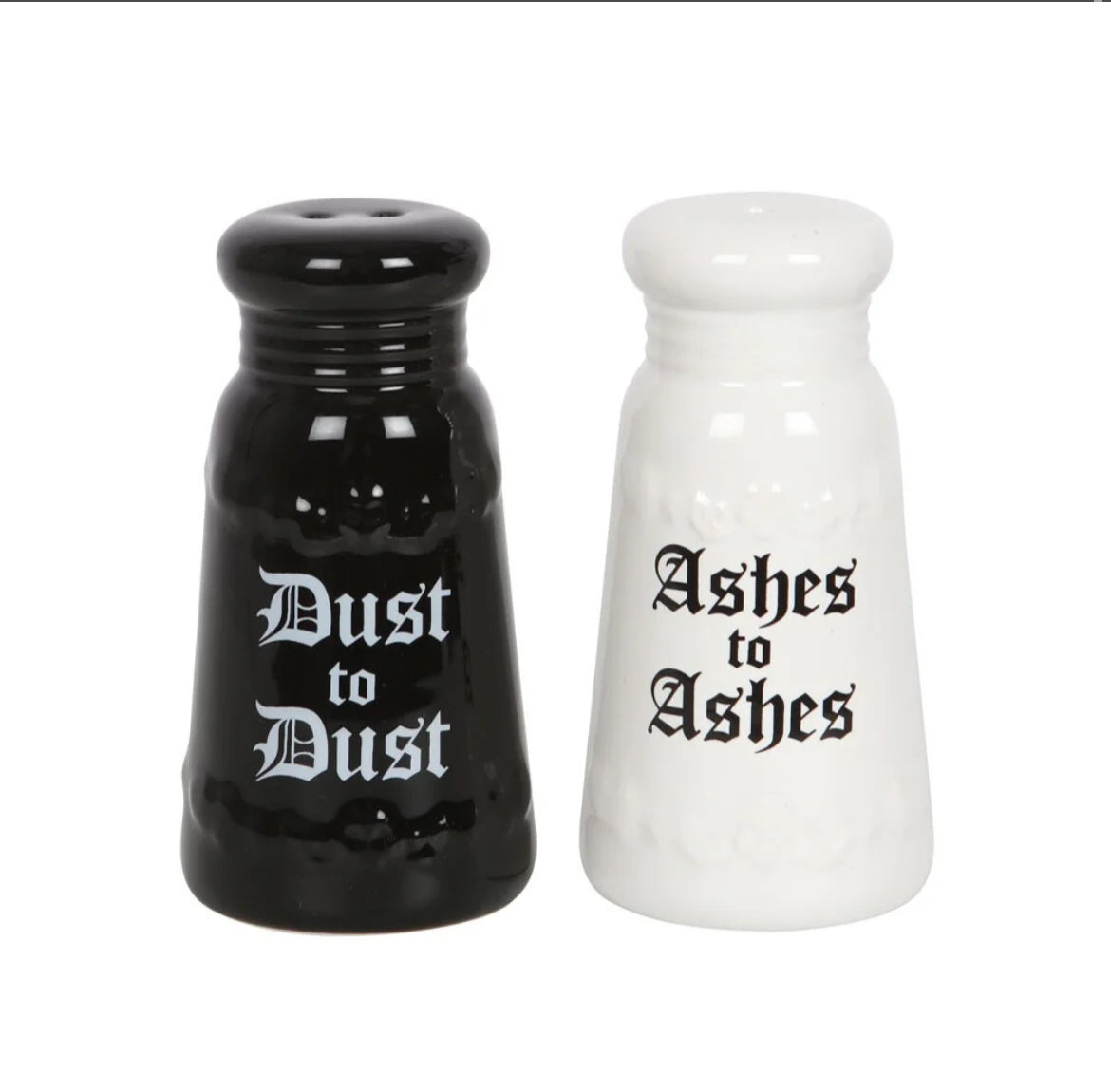 Ashes to Ashes Ceramic Salt and Pepper Set