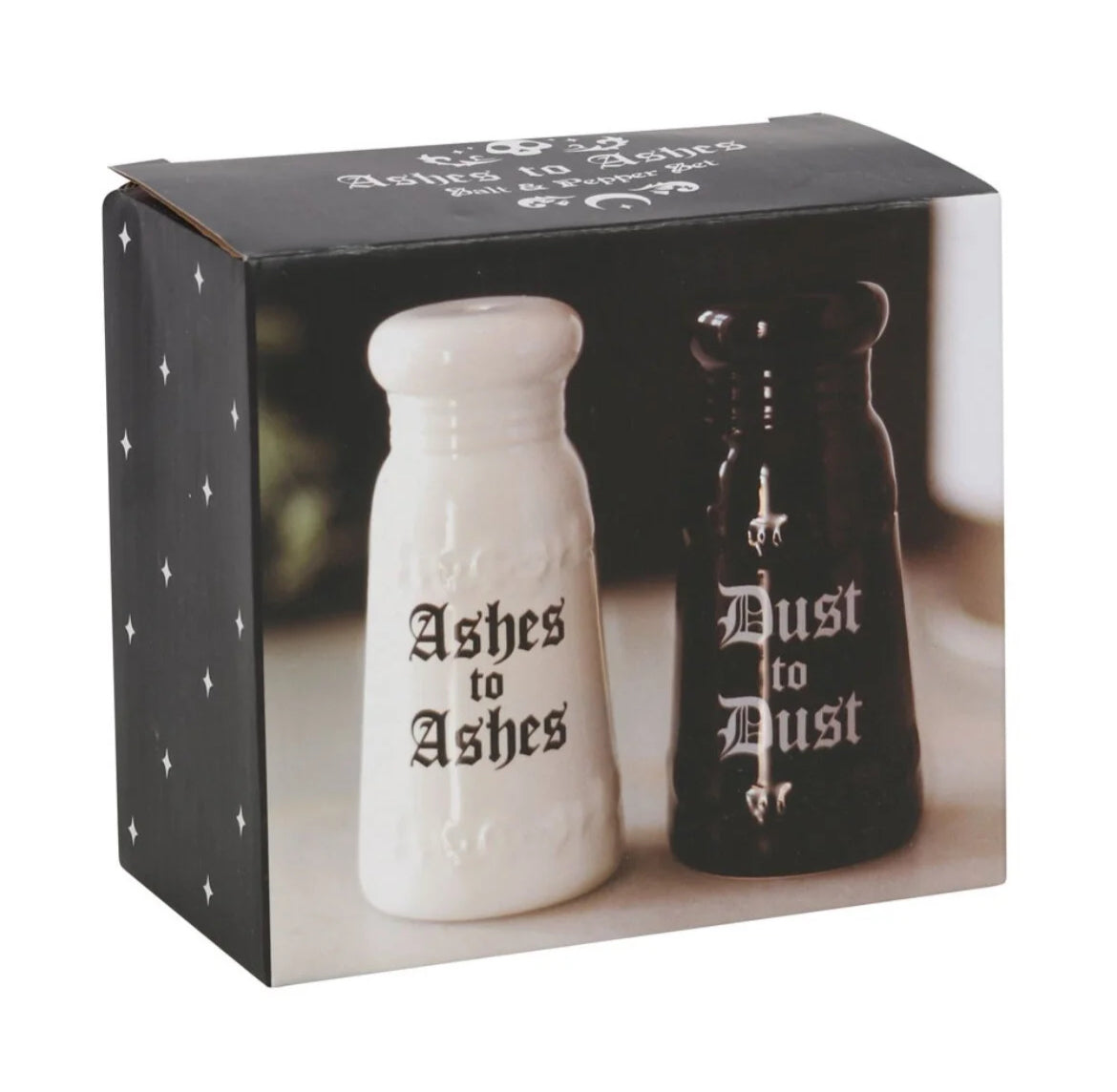 Ashes to Ashes Ceramic Salt and Pepper Set