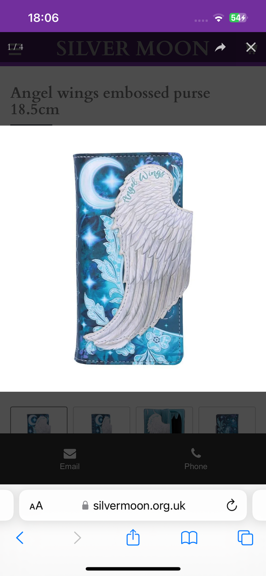 Angel wings embossed purse 18.5cm