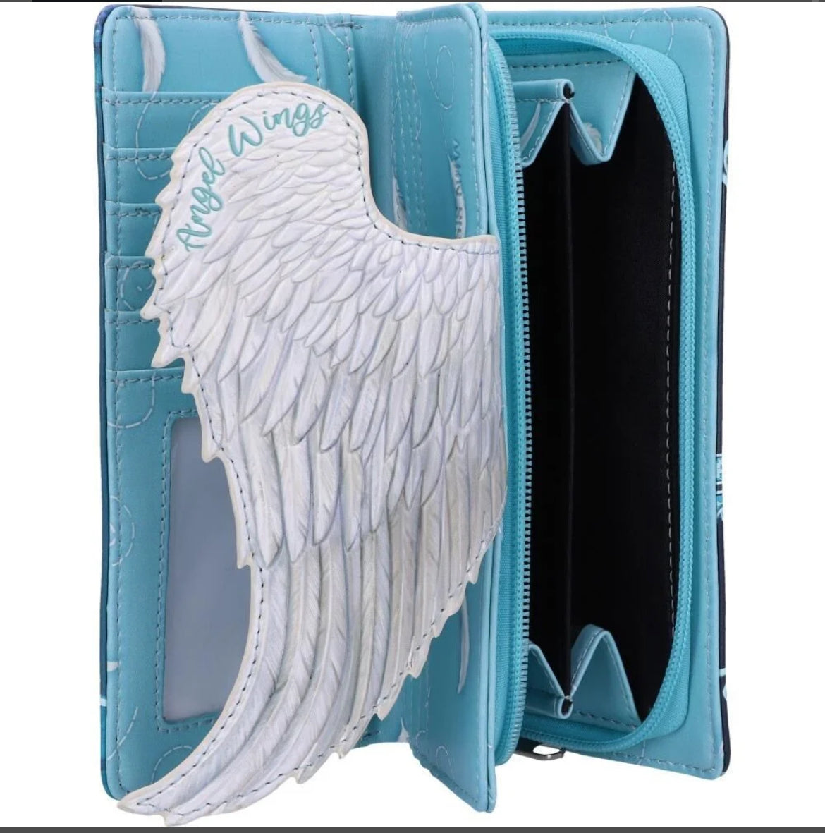 Angel wings embossed purse 18.5cm