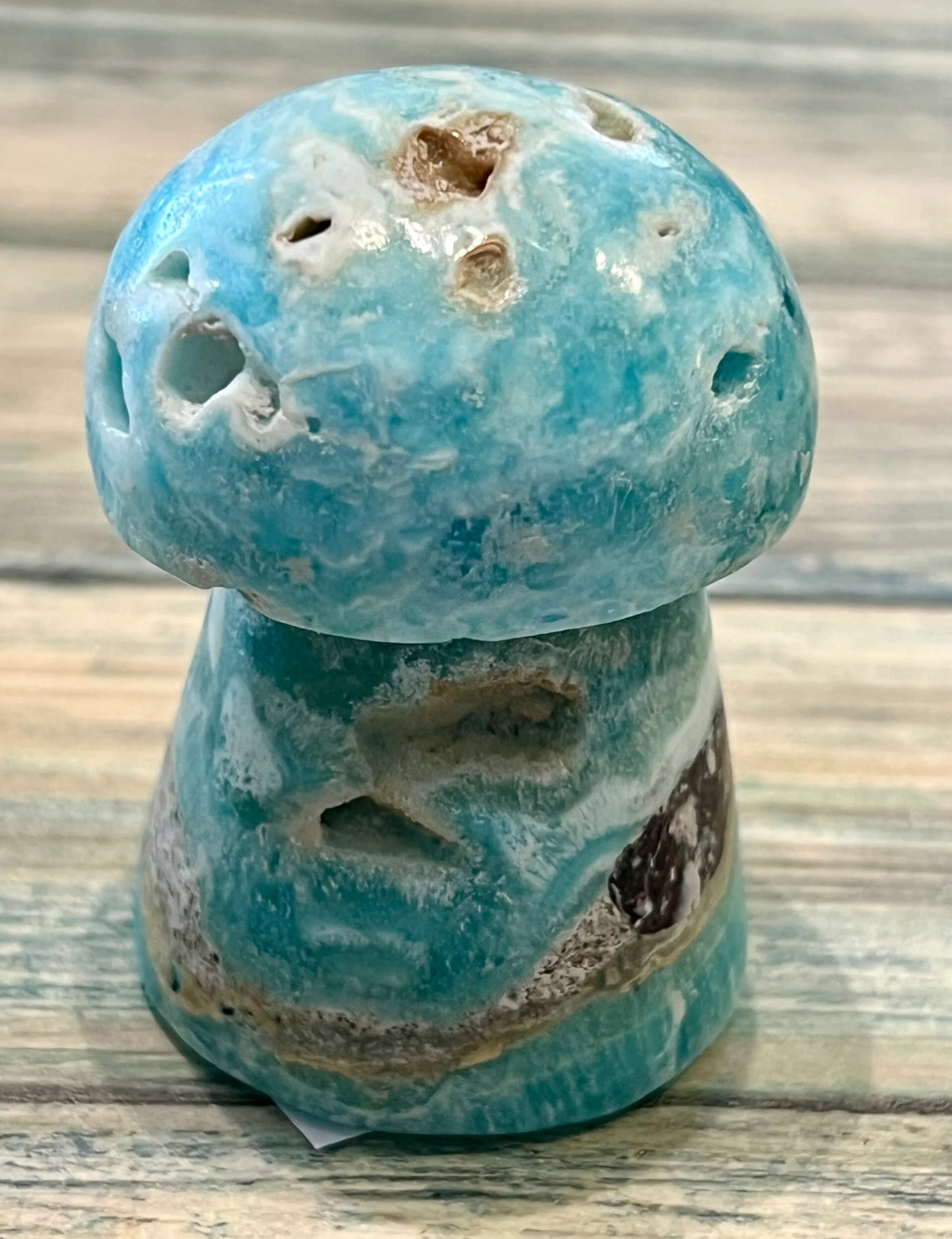 Blue aragonite mushroom