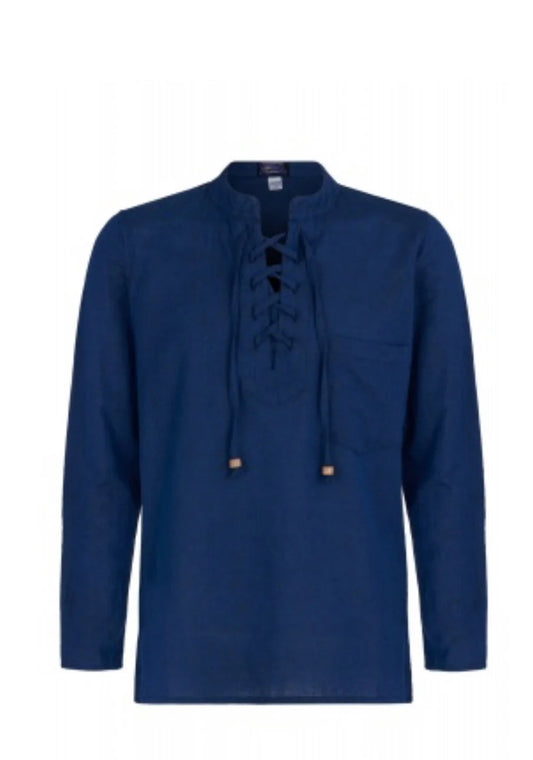 Blue Long Sleeve Medieval Shirt Size XXL