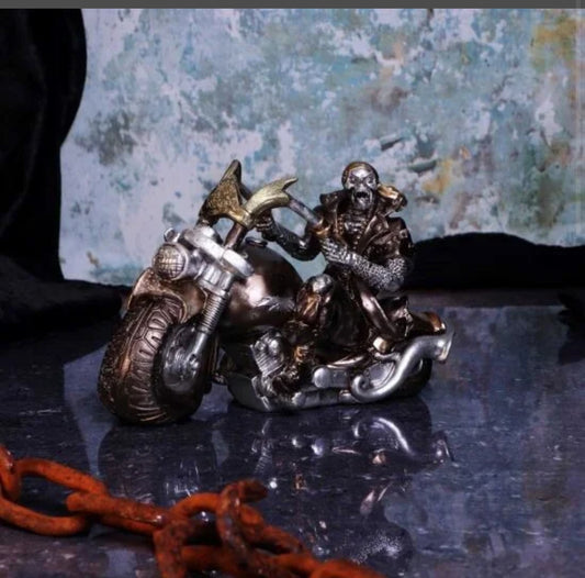 Bronze full throttle motorbike figurine