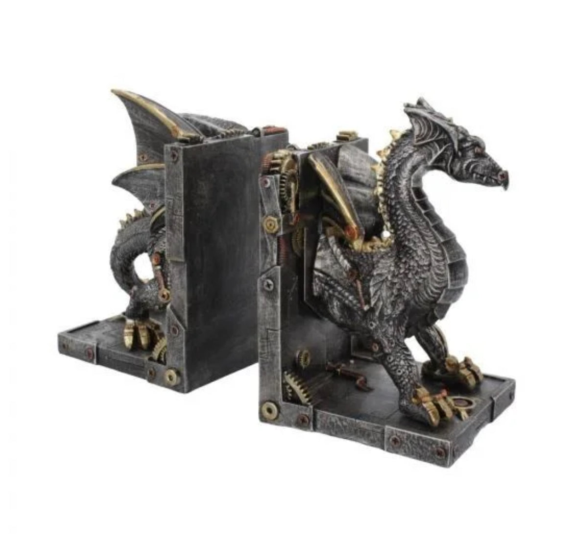Dracus Machina Steampunk Dragon Bookends 27cm