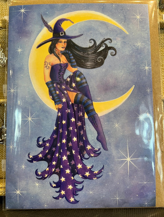 Greeting Card Moon Witch