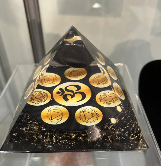 Midnight Om Chakra Orgonite Pyramid