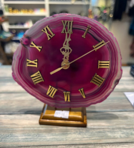 Pink Agate Clock
