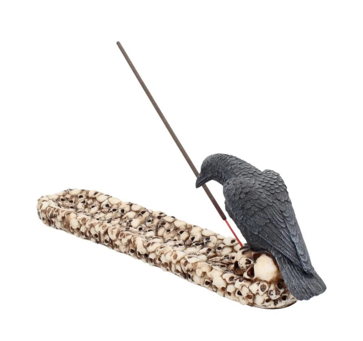 Raven and skulls incense holder 25cm