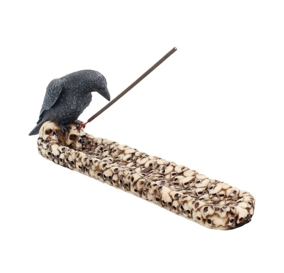 Raven and skulls incense holder 25cm