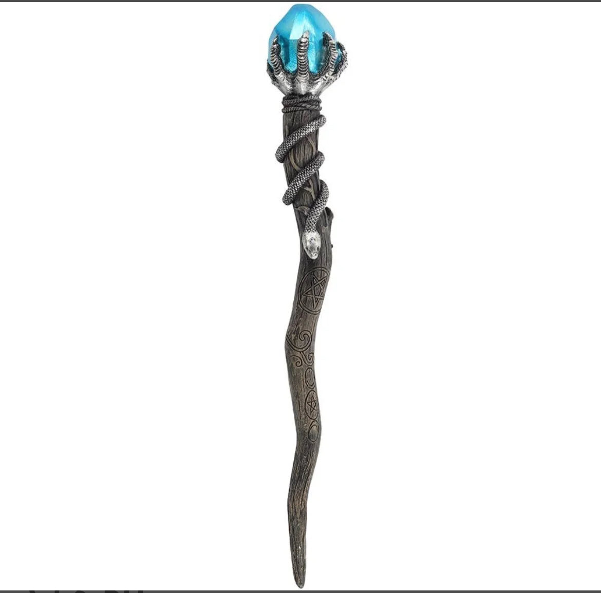 Silver Claw Wand with Blue Gem