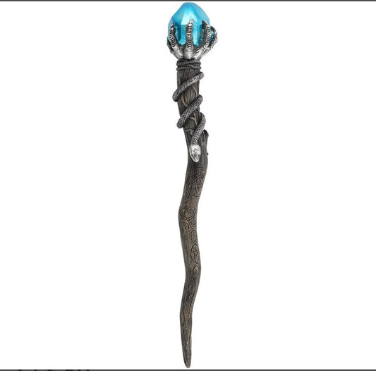 Silver Claw Wand with Blue Gem