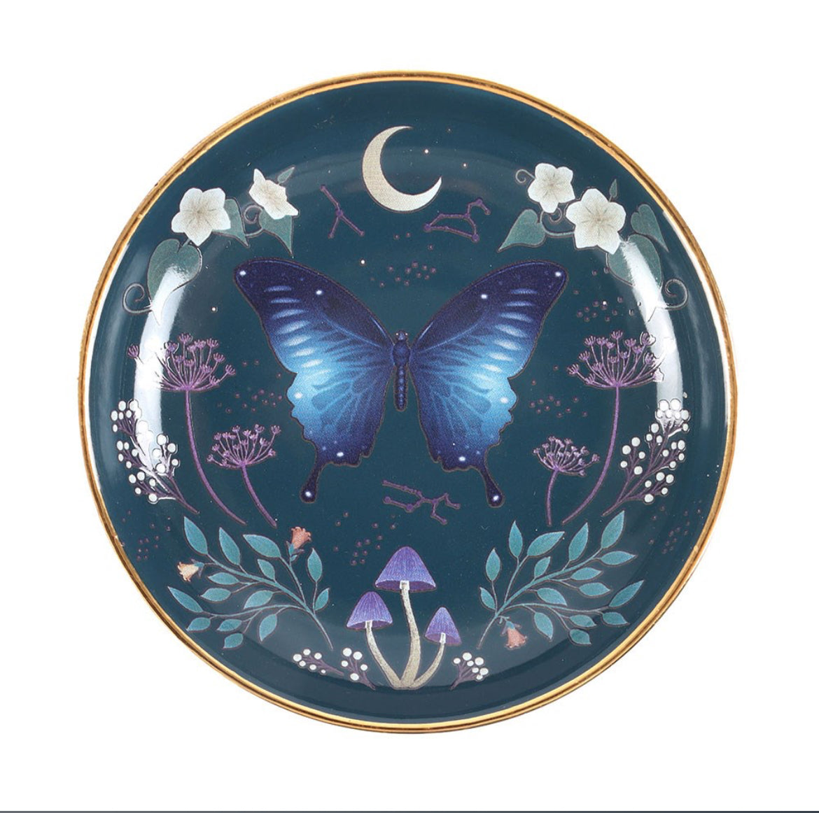 Midnight Moth Ceramic Trinket Dish